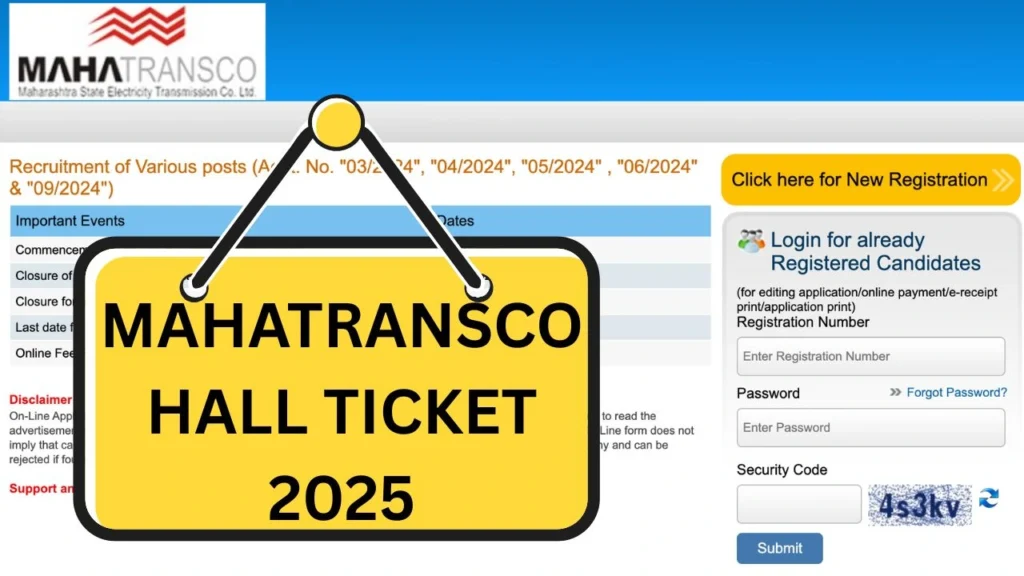 MAHATRANSCO Hall Ticket 2025: Exam Date mahatransco.in AE LDC Admit Card Download