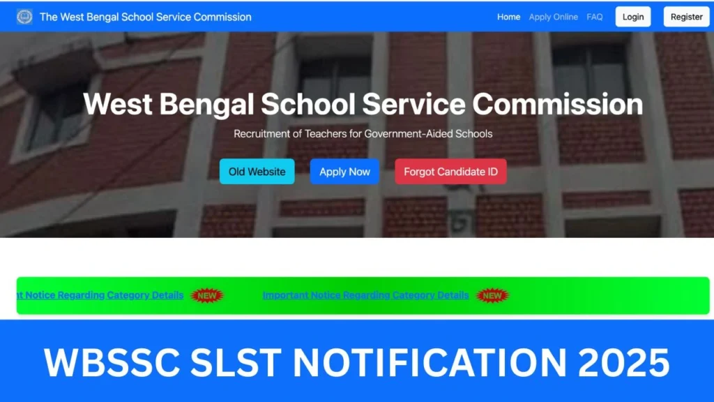 WBSSC SLST Notification 2025, Vacancy, Online Form