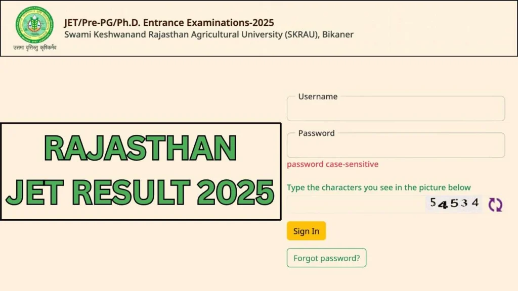 Rajasthan JET Result 2025